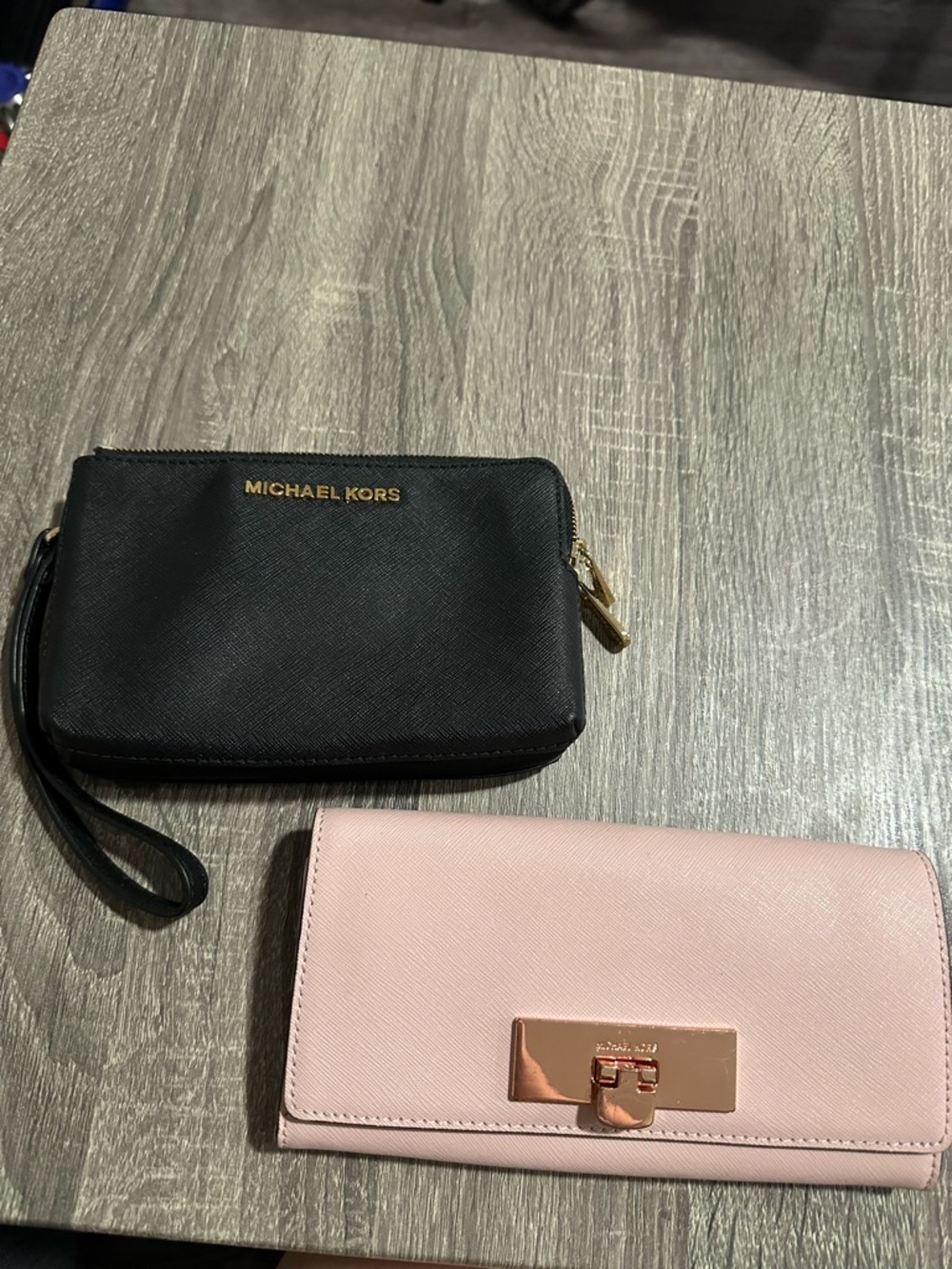 Michael Kors Black Wristlet and Pink Wallet